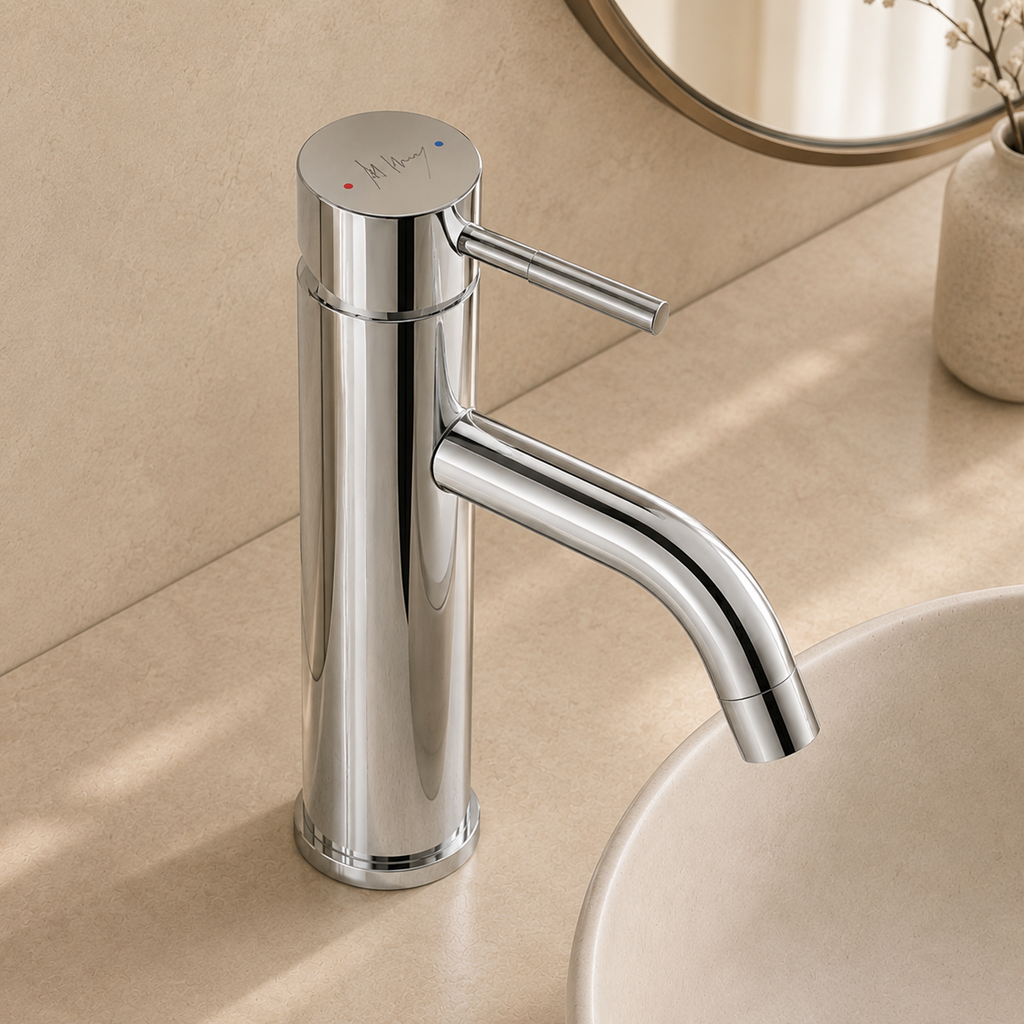 Simple Cylindrical Single Handle Basin Faucet