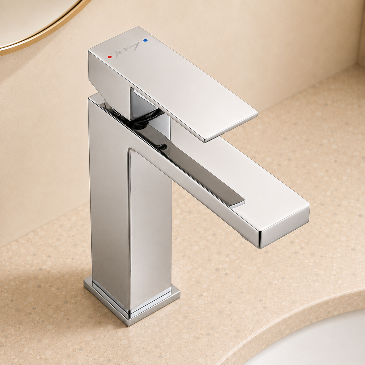 Minimalist Square Bathroom Washbasin Faucet