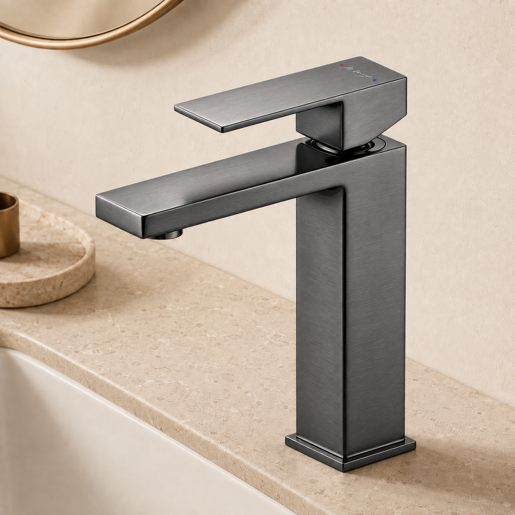 Minimalist Square Bathroom Washbasin Faucet