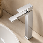 Tall Square Hot and Cold Water Basin Faucet