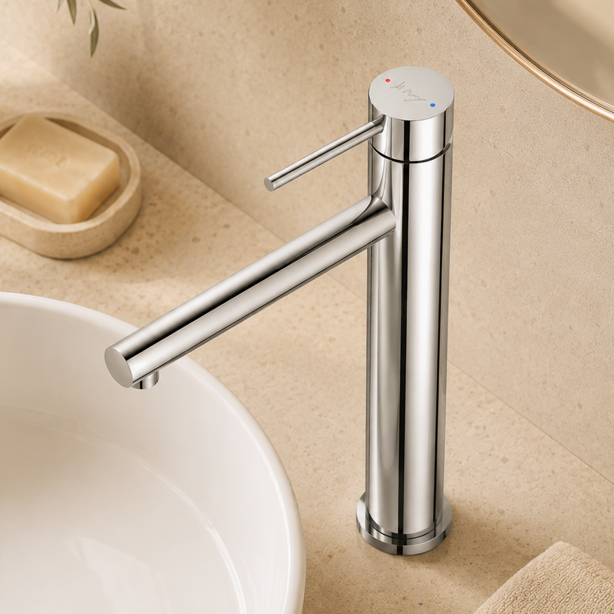 Extended Spout Cylindrical Basin Faucet