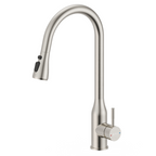 High-bend pull-out kitchen sink faucet