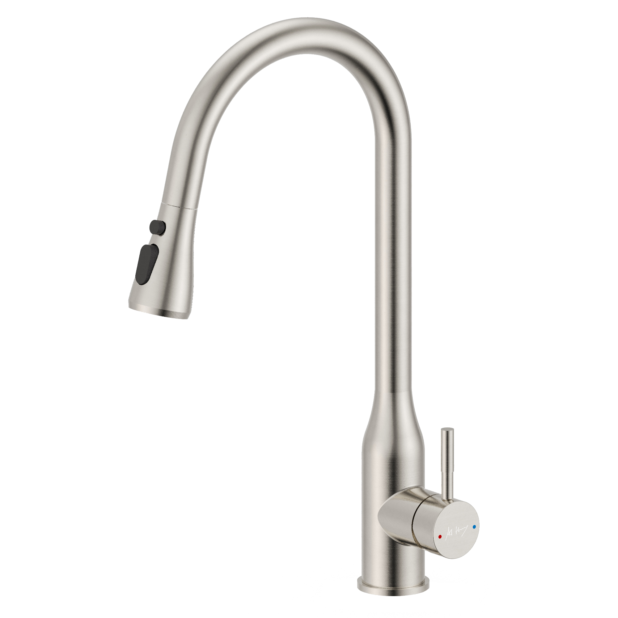 High-bend pull-out kitchen sink faucet