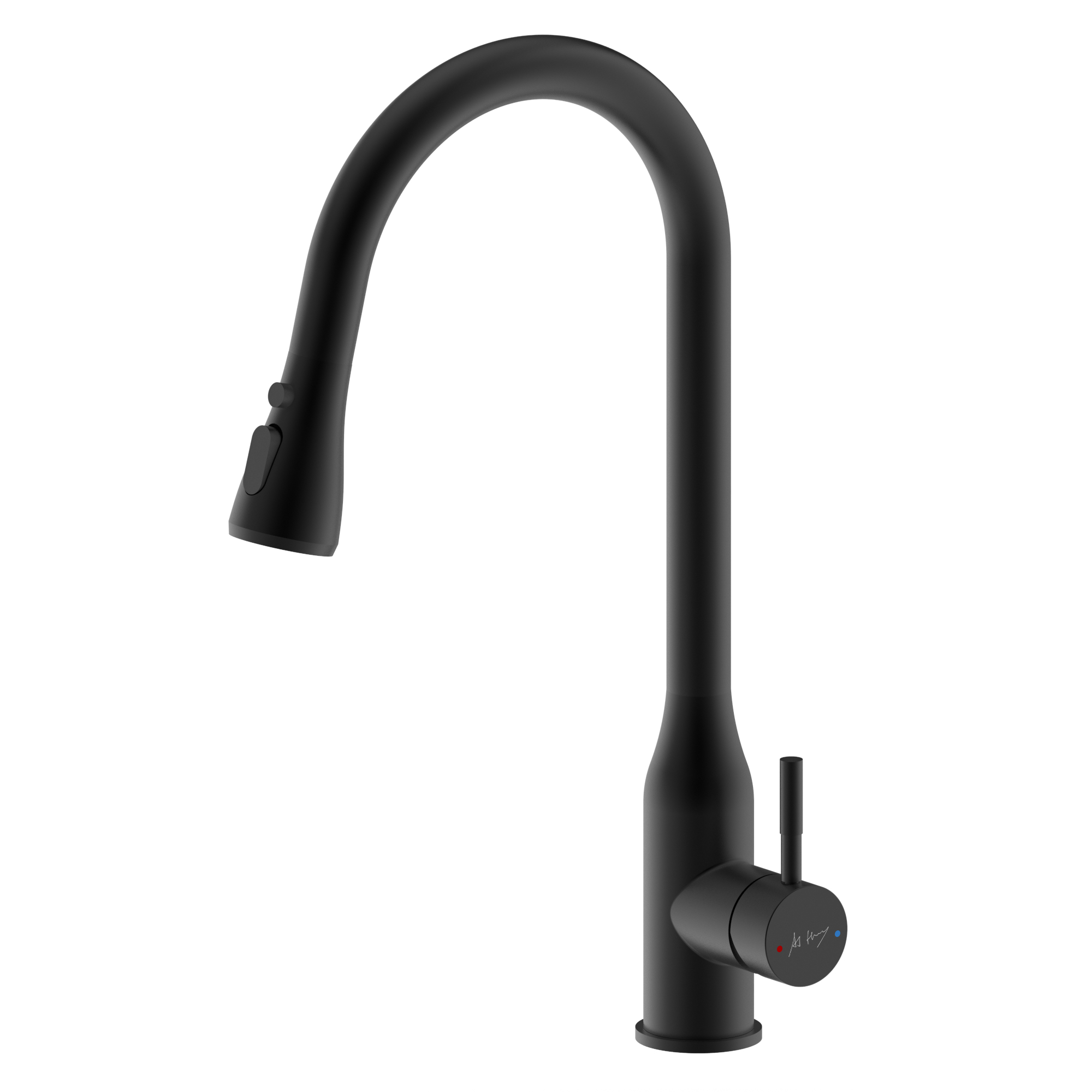 High-bend pull-out kitchen sink faucet