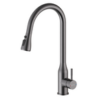 High-bend pull-out kitchen sink faucet