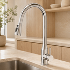 High-bend pull-out kitchen sink faucet