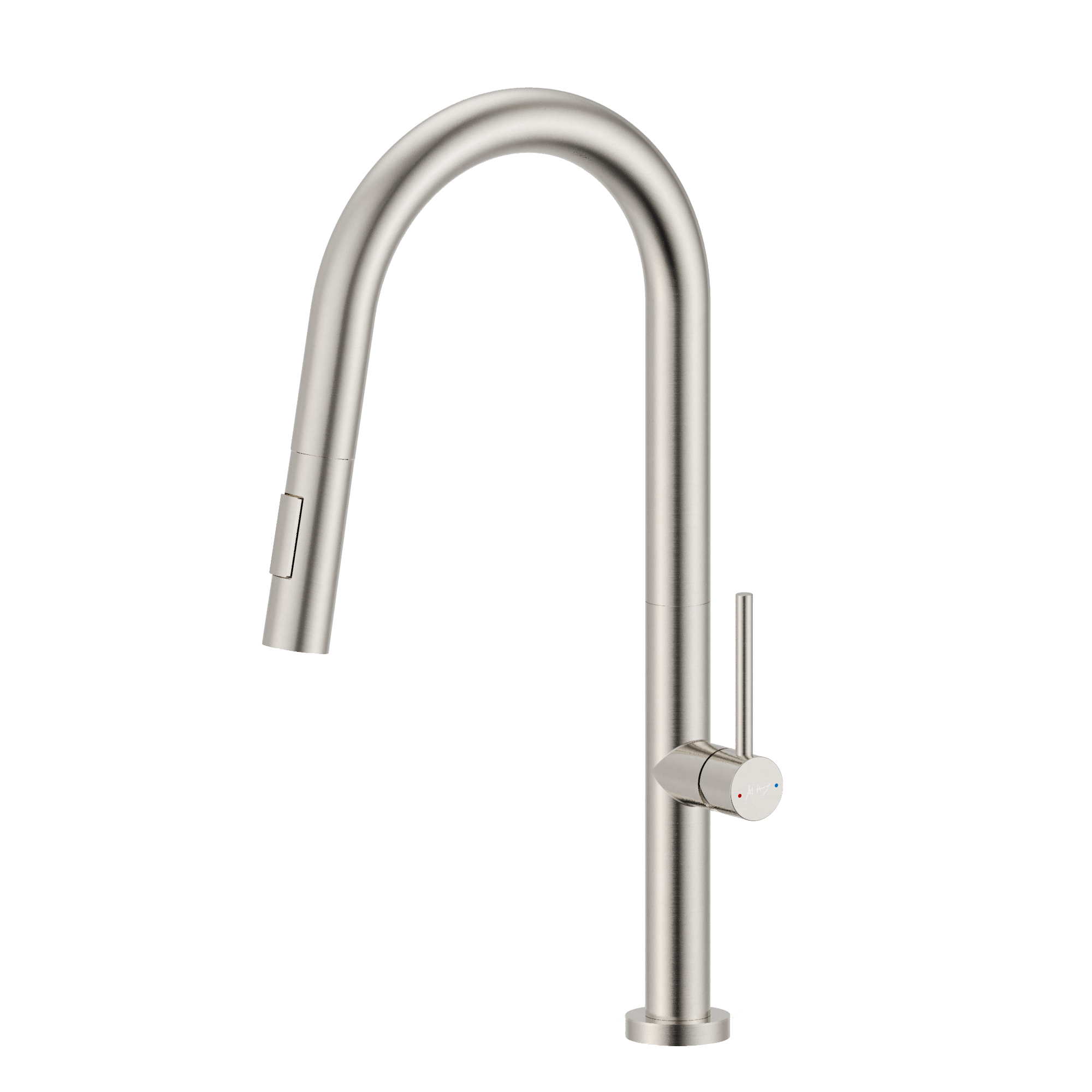 Pull-out kitchen sink faucet with high bend