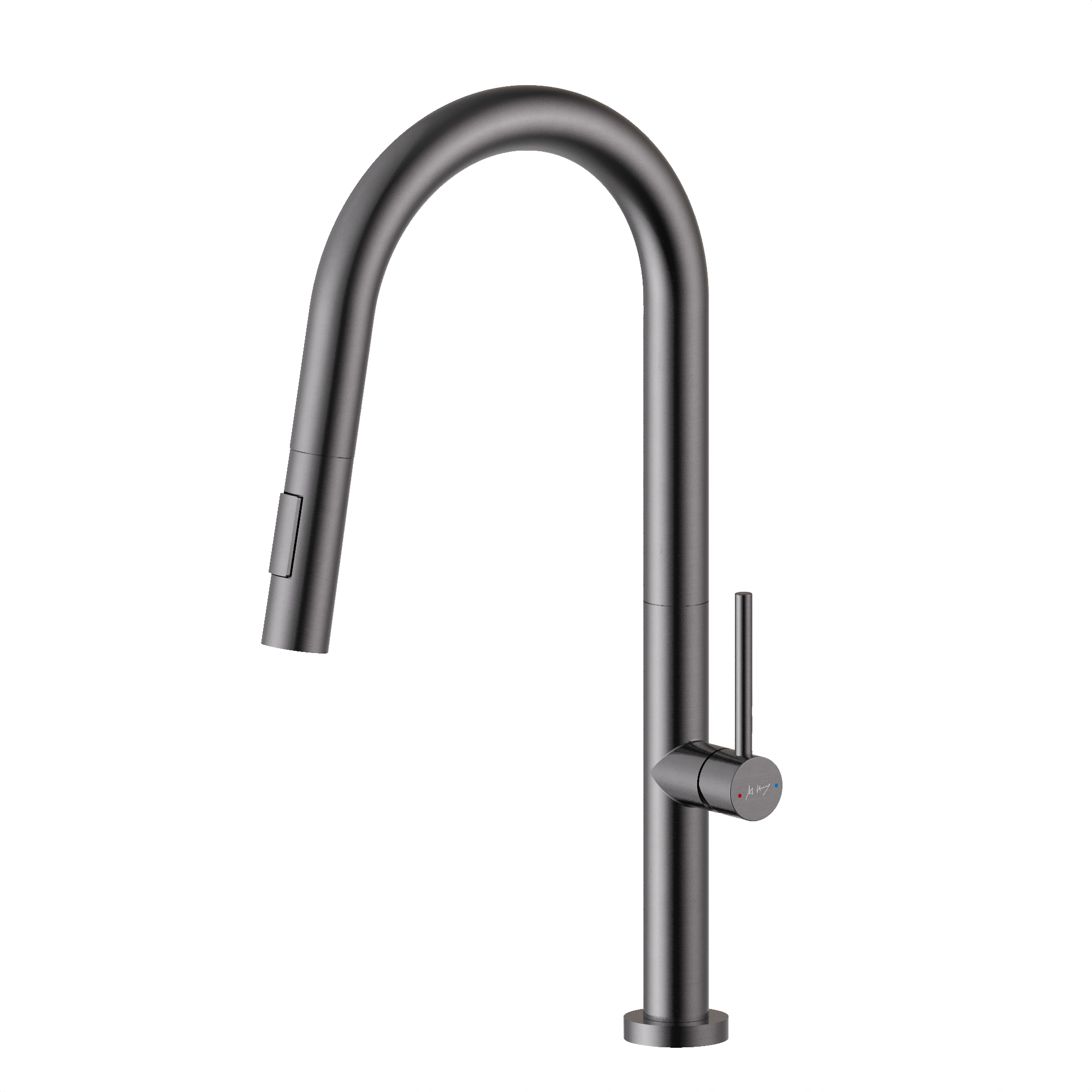 Pull-out kitchen sink faucet with high bend