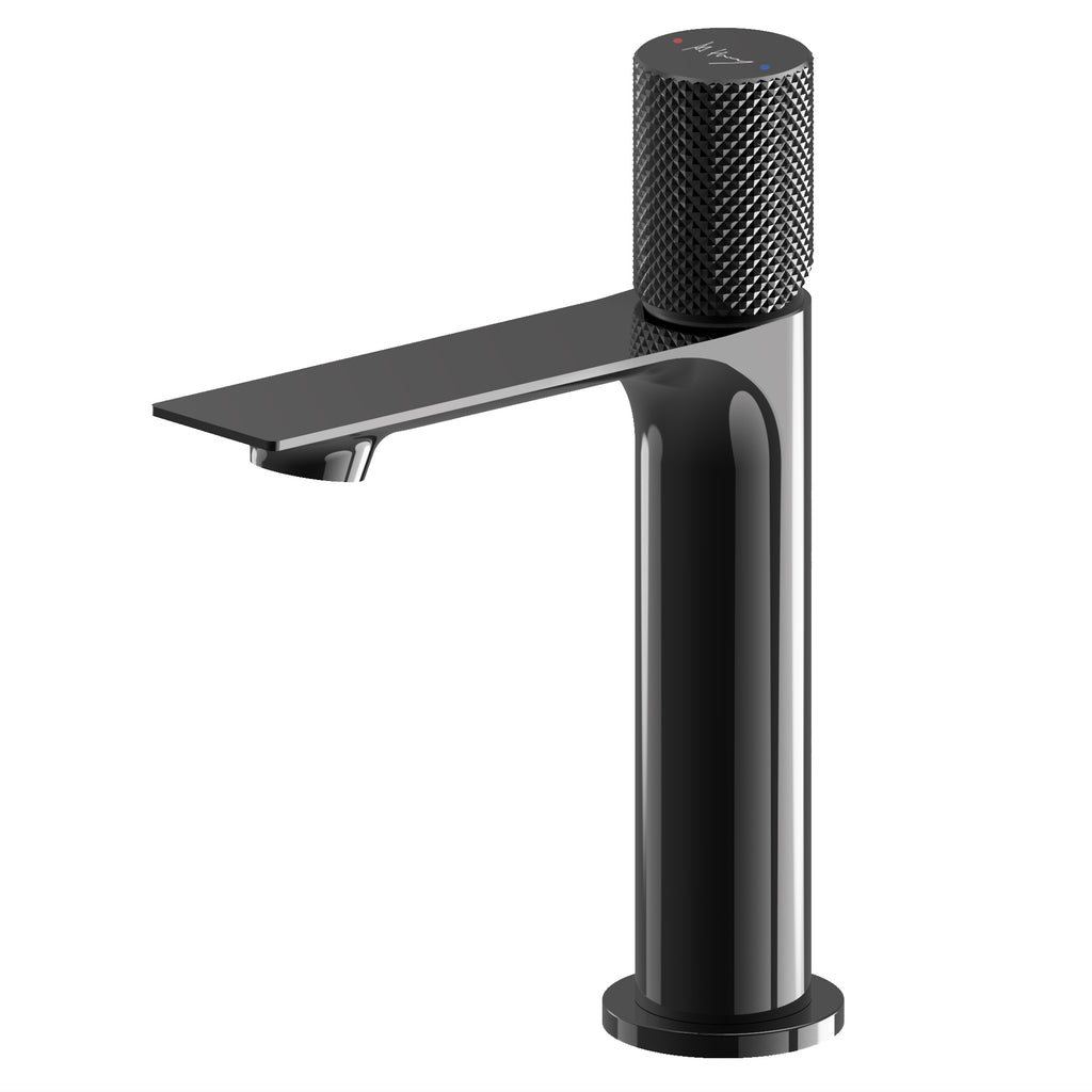 Modern Checkered Handle Cylindrical Basin Faucet