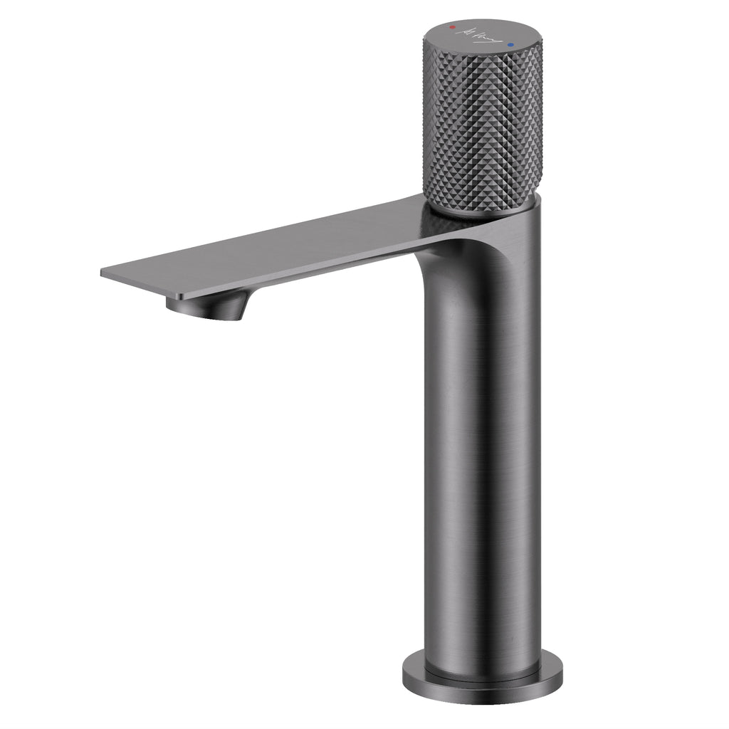 Modern Checkered Handle Cylindrical Basin Faucet