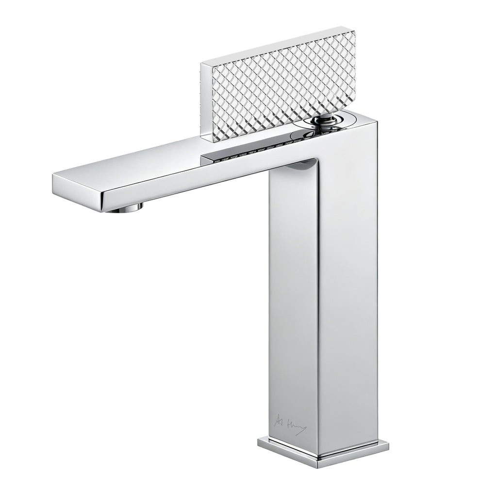 Minimalist Checkered Handle Square Basin Faucet