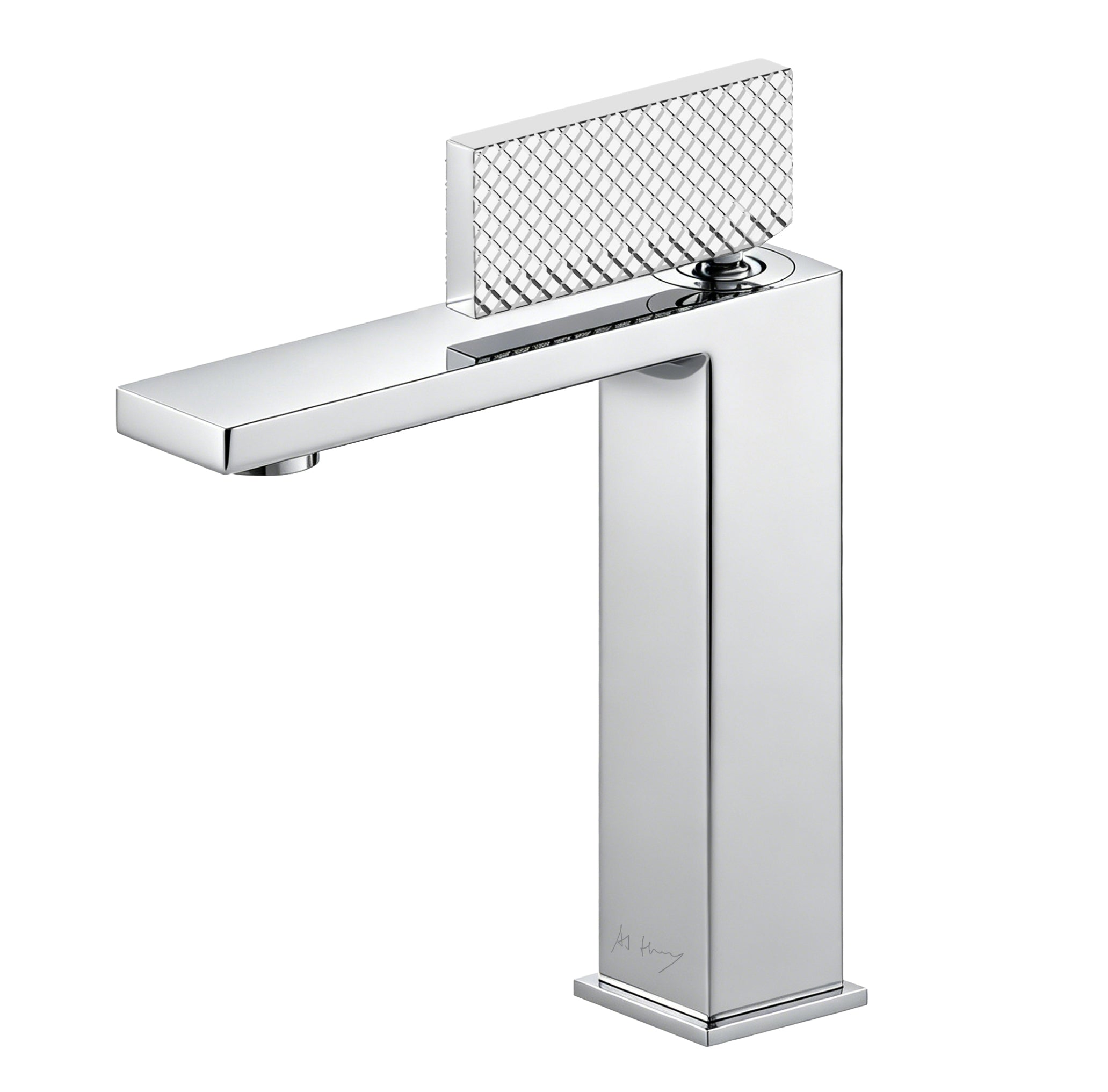 Minimalist Checkered Handle Square Basin Faucet