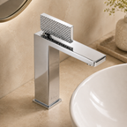 Minimalist Checkered Handle Square Basin Faucet