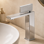 Minimalist Checkered Handle Square Basin Faucet