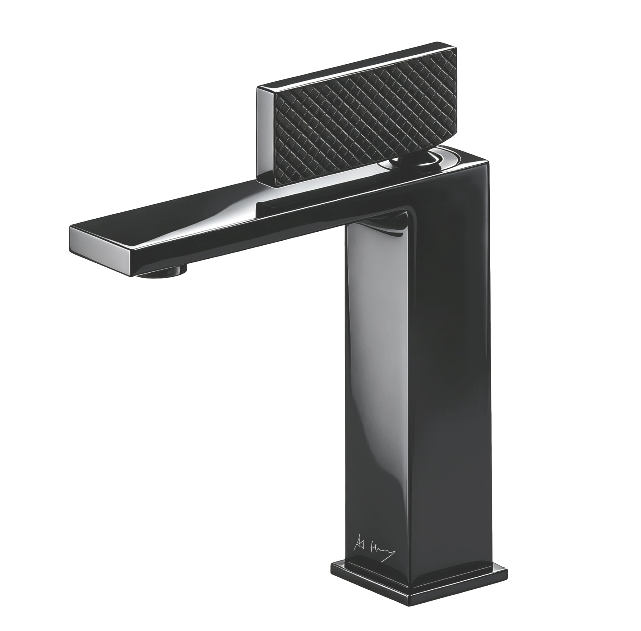 Minimalist Checkered Handle Square Basin Faucet