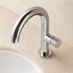 Large Curved Side-Opening Knurled Handle Basin Faucet