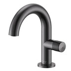 Large Curved Side-Opening Knurled Handle Basin Faucet