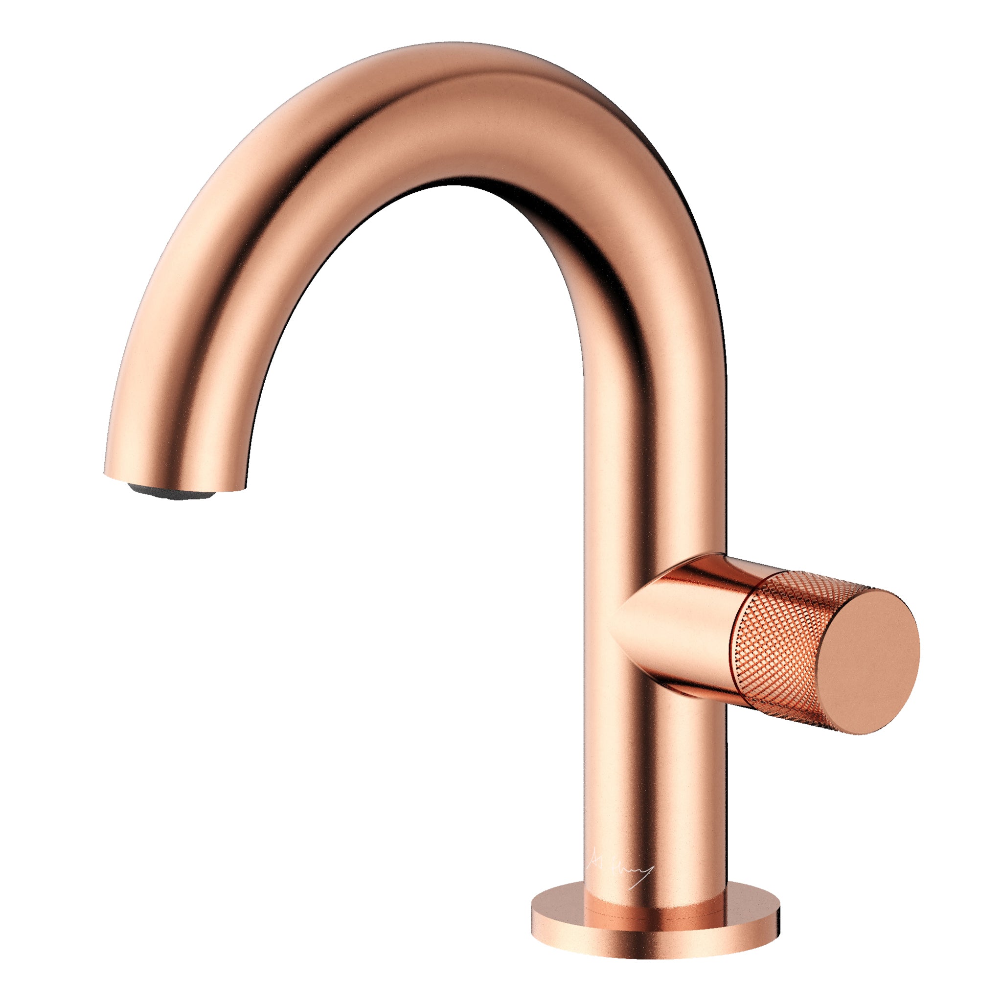 Large Curved Side-Opening Knurled Handle Basin Faucet