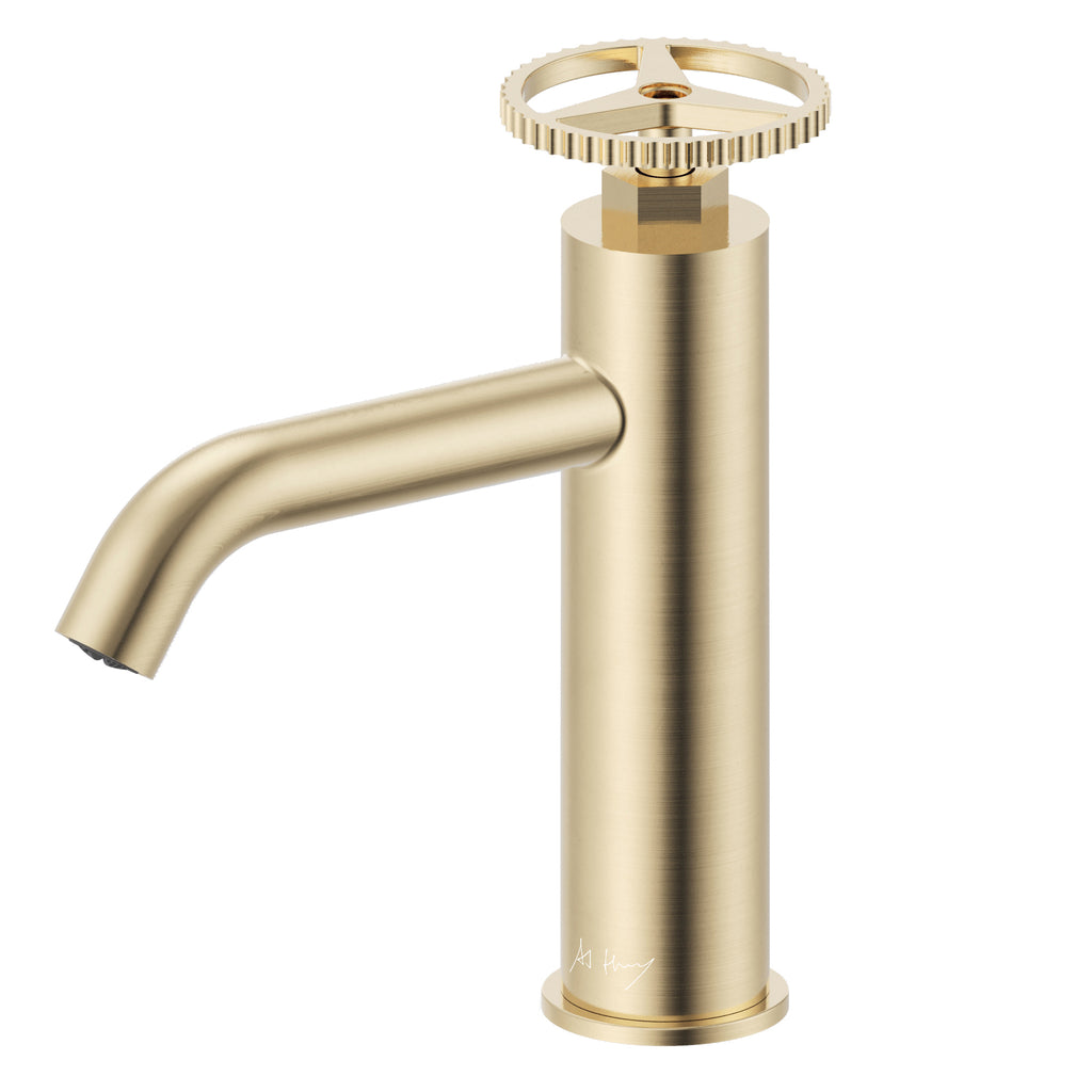 Unique Retro Wheel Handle Basin Faucet