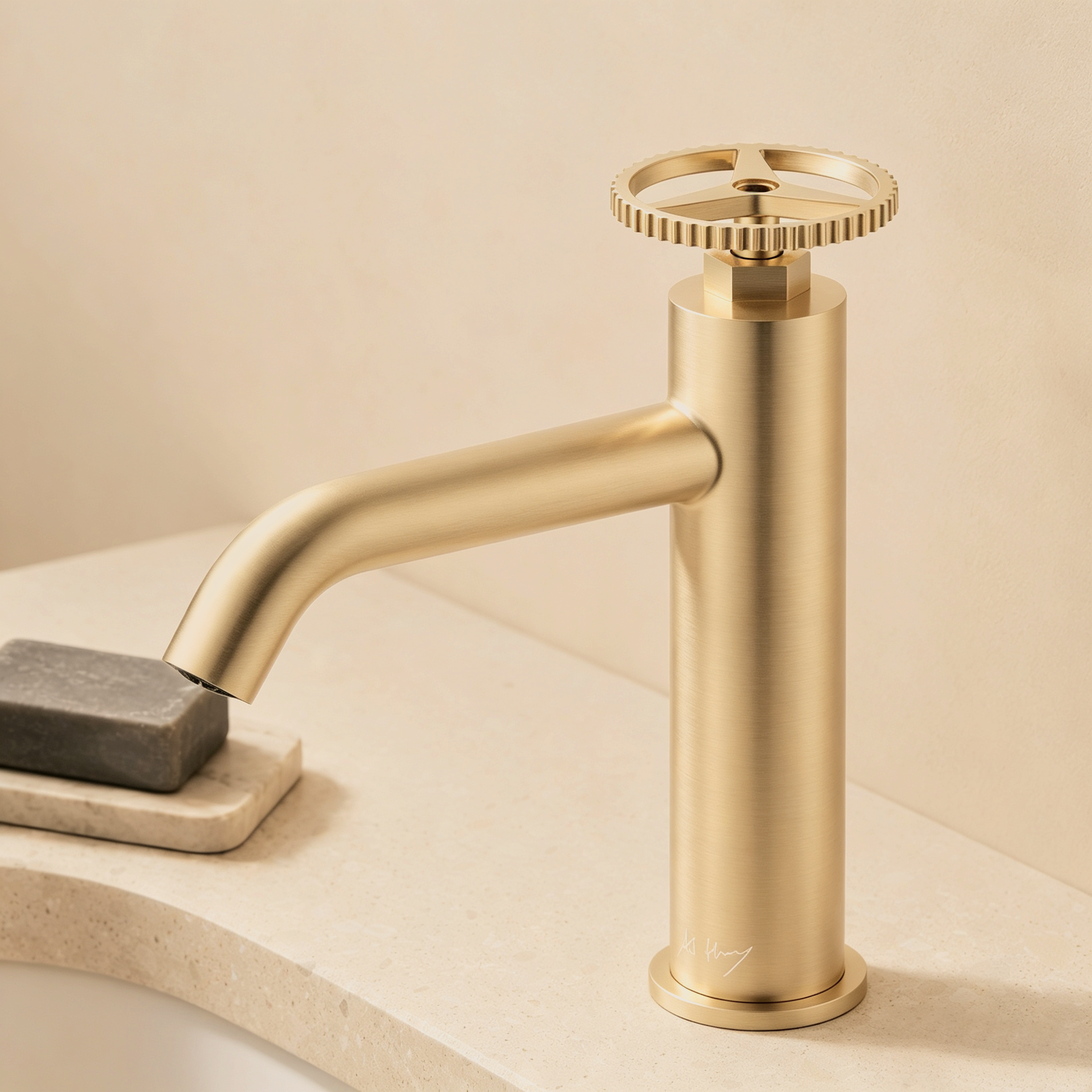 Unique Retro Wheel Handle Basin Faucet