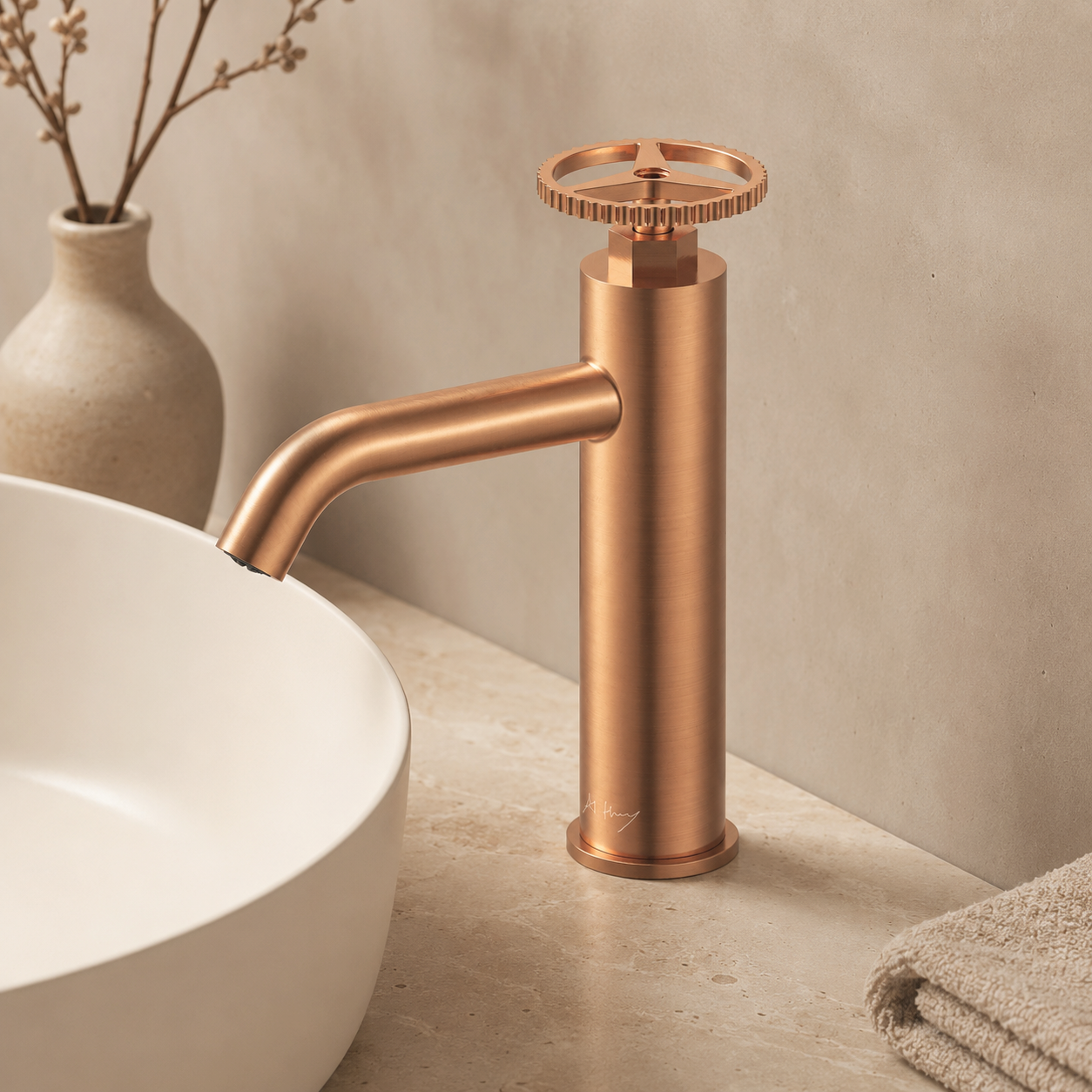 Unique Retro Wheel Handle Basin Faucet