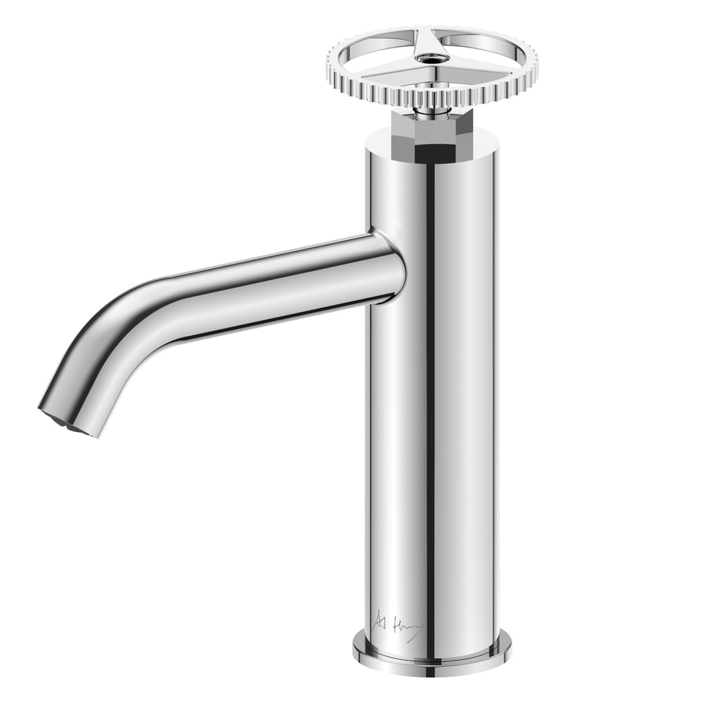 Unique Retro Wheel Handle Basin Faucet