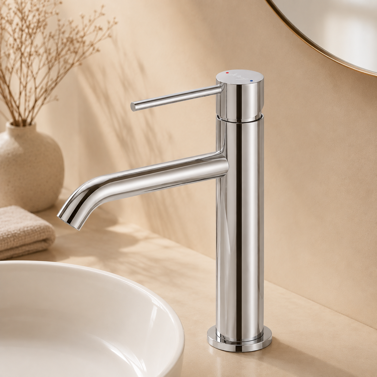 Simple Tall Cylindrical Basin Faucet