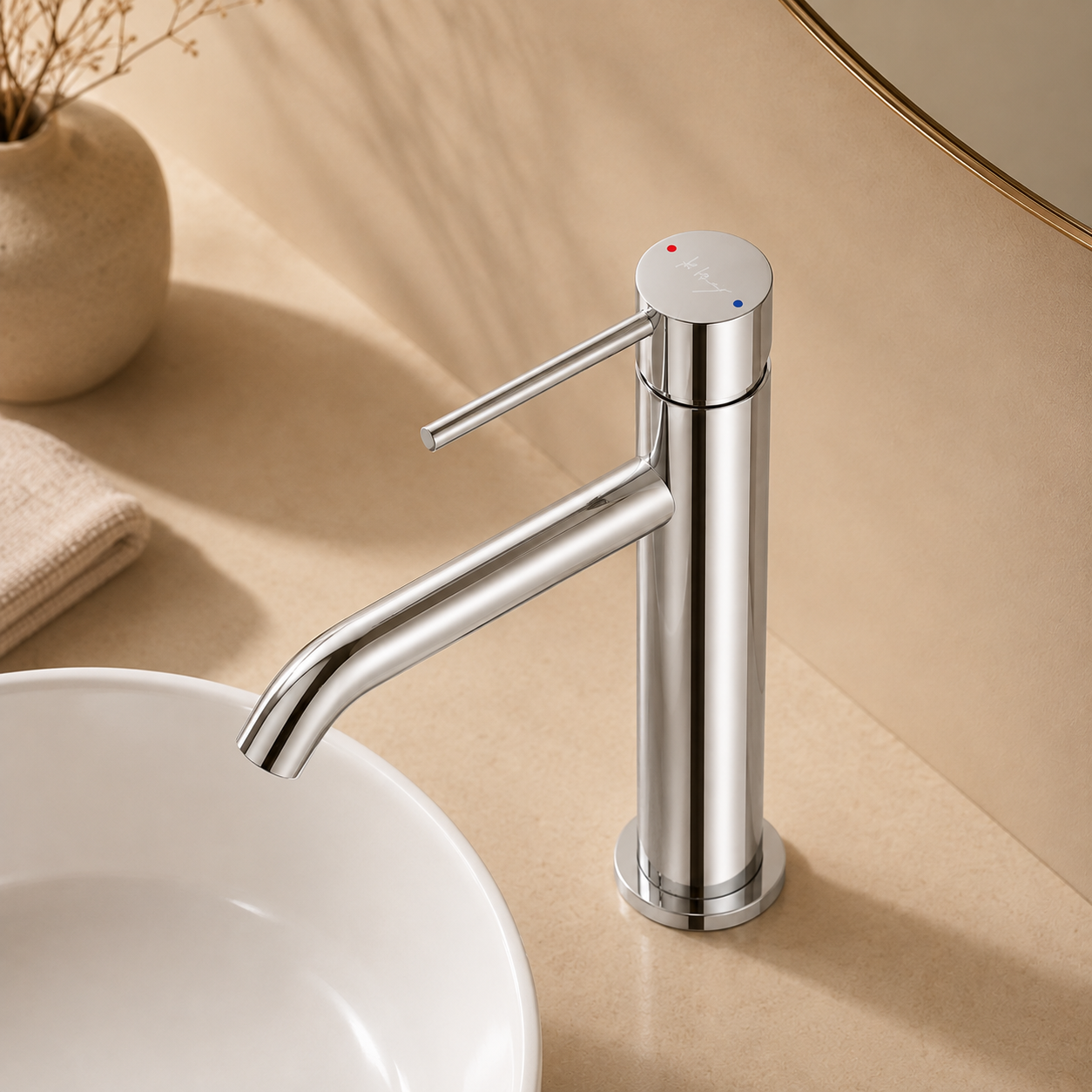 Simple Tall Cylindrical Basin Faucet